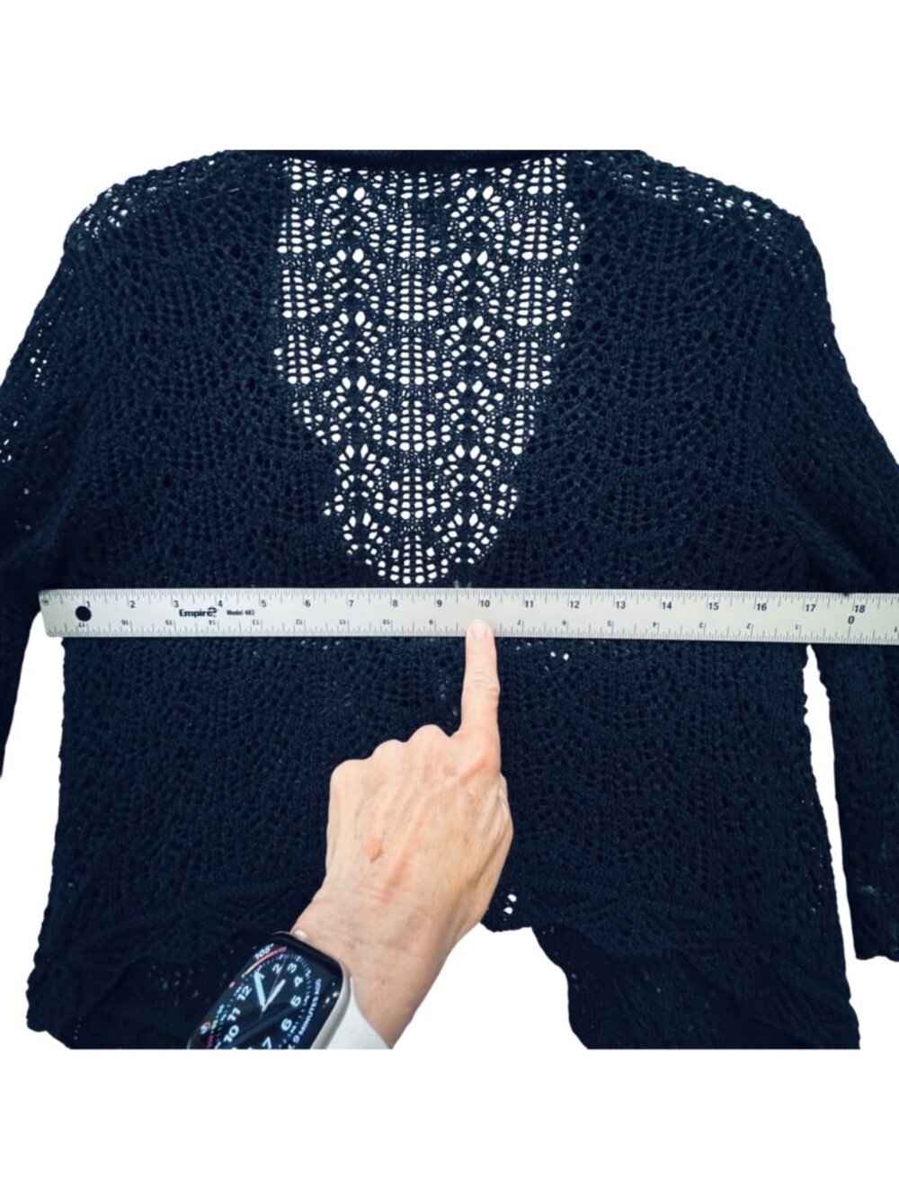 Vintage Gap Black Crochet Cropped Cardigan Size M Cotton Boho Whimsygoth Y2K - Picture 12 of 14